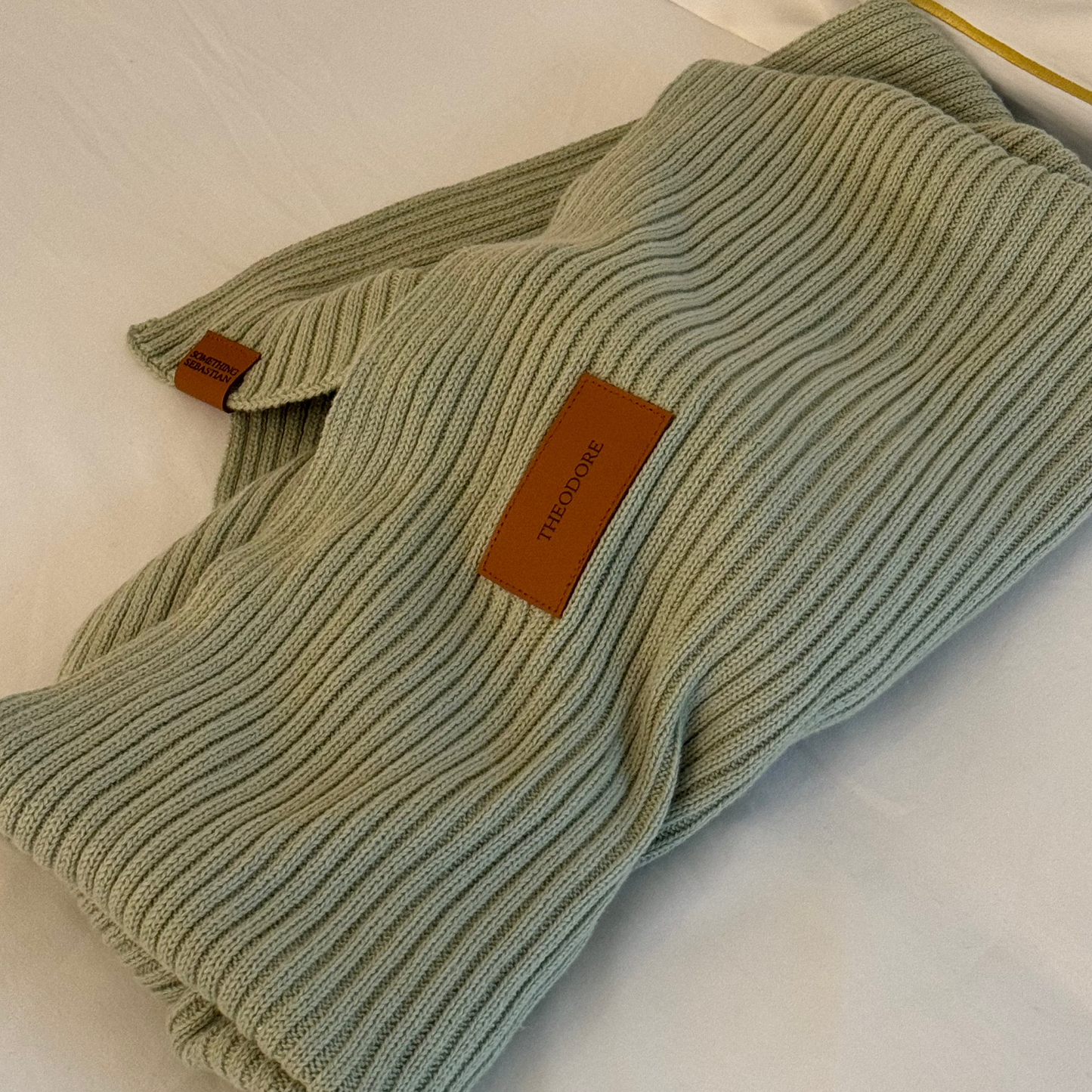 Personalised Heritage Knit Blanket - Sage