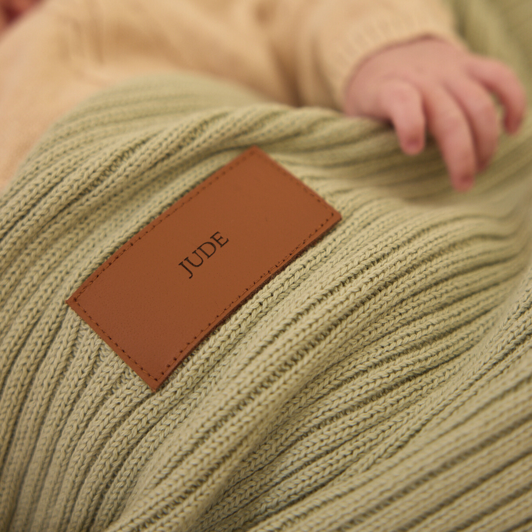 Personalised Heritage Knit Blanket - Sage