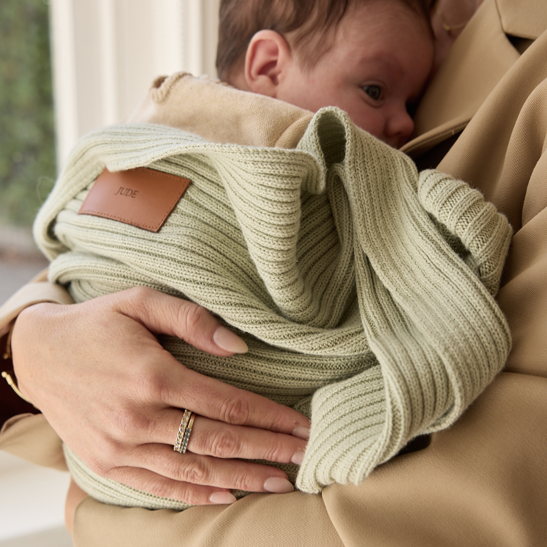 Personalised Heritage Knit Blanket - Sage